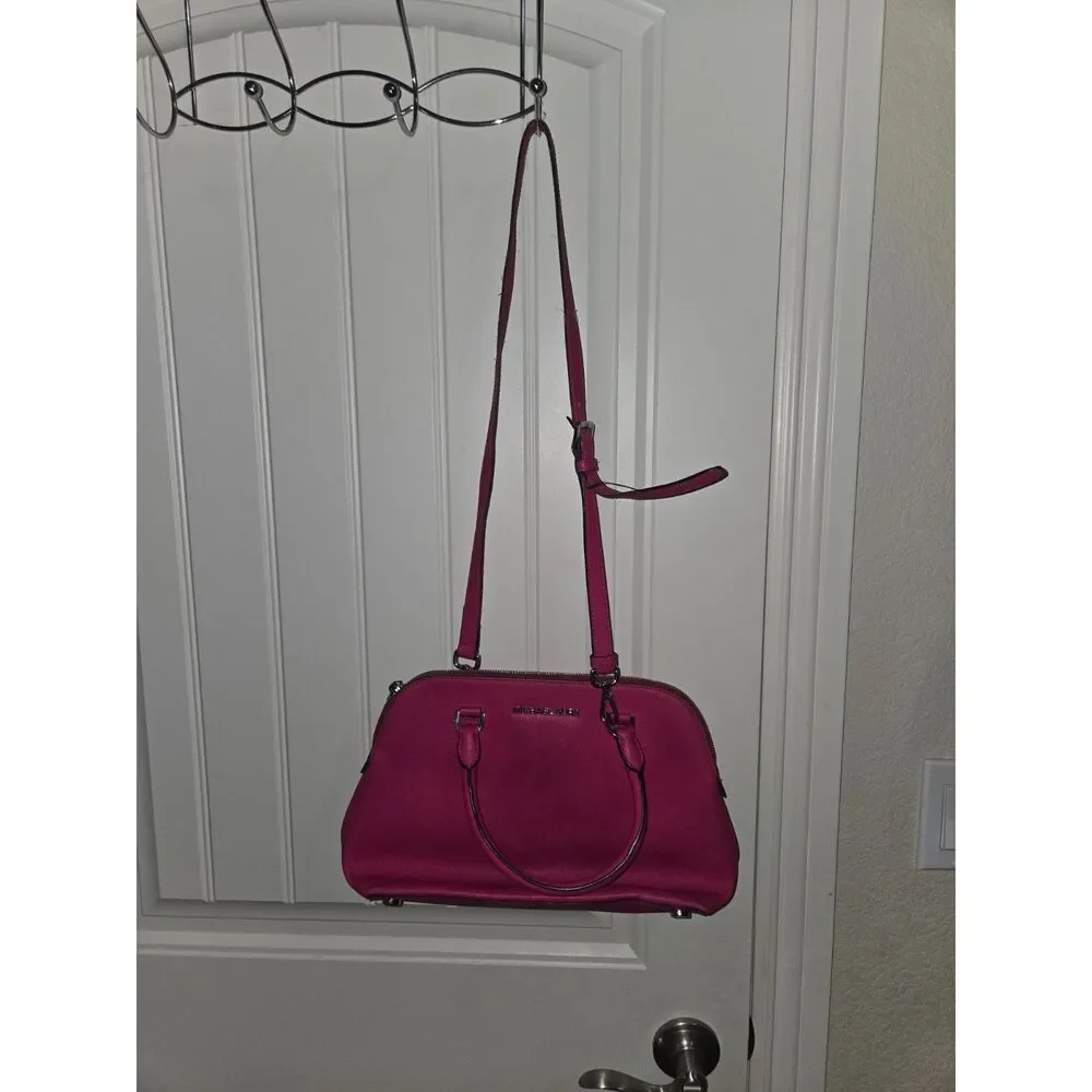 Michael Kors Pink Saffiano Leather Satchel Shoulder Bag Crossbody Purse